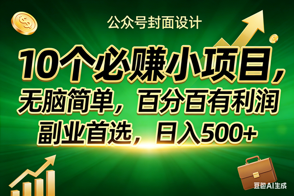 （17694期）10个必赚小项目，无脑简单，百分百有利润，副业首选，日入400+-淘秘副业