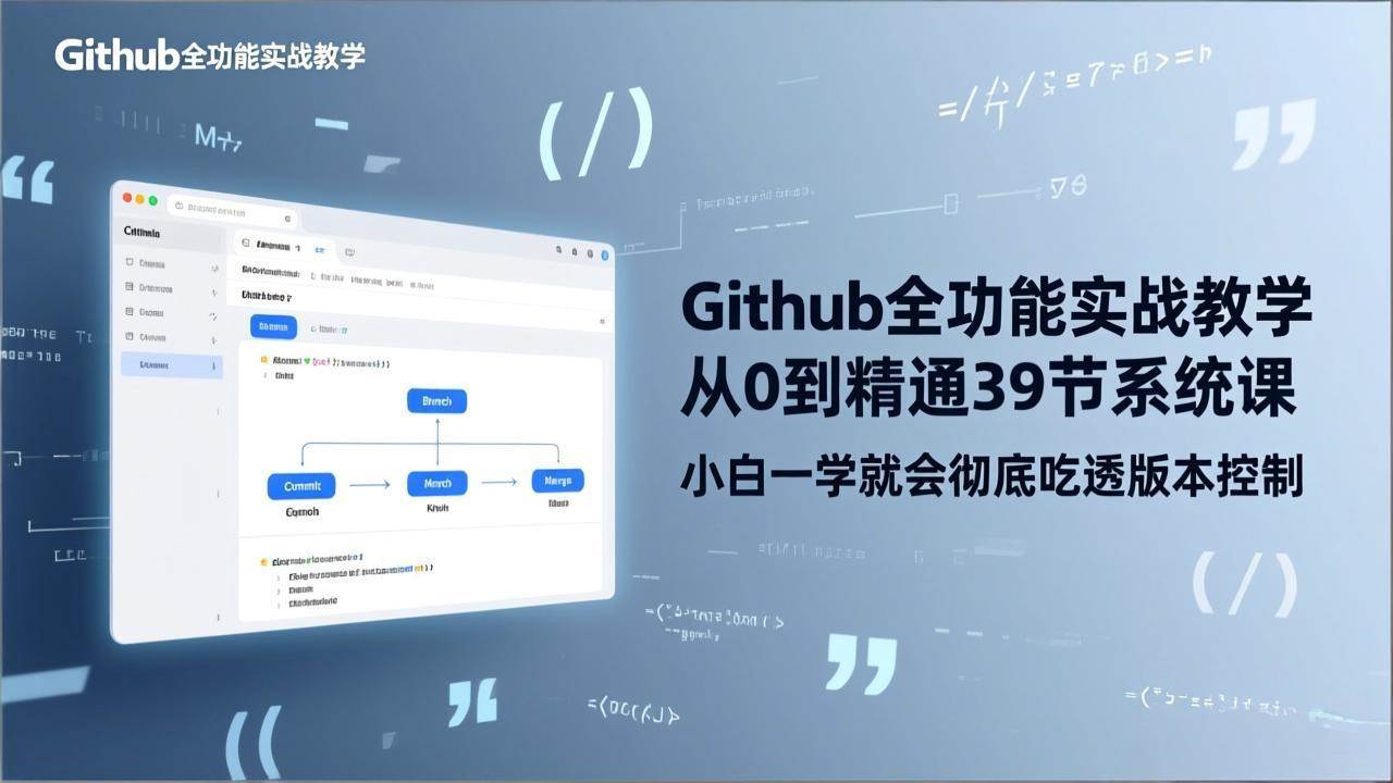 （17501期）GitHub-全功能实战教学，从0到精通39节系统课，小白一学就会彻底吃透版本控制-淘秘副业