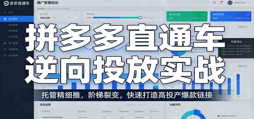 拼多多直通车逆向投放实战：托管精细推，阶梯裂变，快速打造高投产爆款链接-淘秘副业