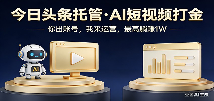 头条号AI托管，我提供作品，你提供账号，每天5分钟发布，小白躺赚3000+-淘秘副业