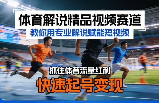 体育解说精品视频赛道，教你用专业解说赋能短视频，抓住体育流量红利，快速起号变现-淘秘副业