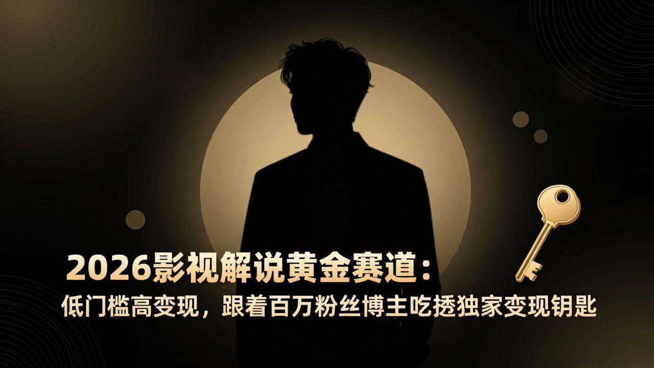 （17721期）2026影视解说黄金赛道：低门槛高变现，跟着百万粉丝博主吃透独家变现钥匙-淘秘副业