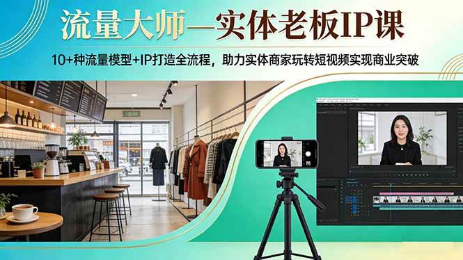（17638期）流量大师—实体老板IP课：10+种流量模型+IP打造全流程，助力实体商家玩转短视频实现商业突破-淘秘副业