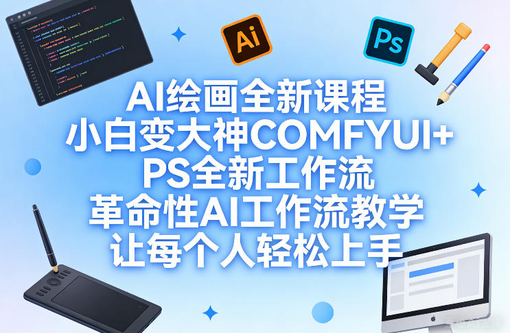 AI绘画全新课程，小白变大神COMFYUI+PS全新工作流，革命性AI工作流教学，让每个人轻松上手-淘秘副业