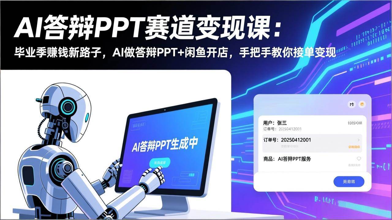 （17546期）AI答辩PPT赛道变现课：毕业季赚钱新路子，AI做答辩PPT+闲鱼开店，手把手教你接单变现-淘秘副业