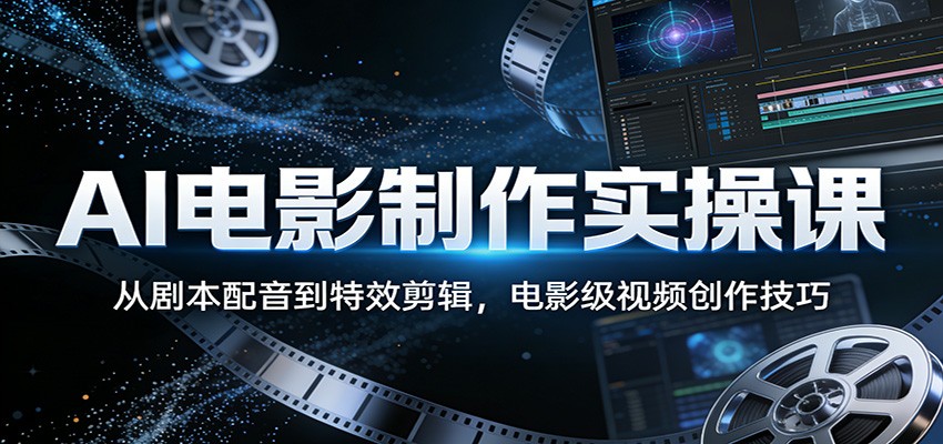 AI电影制作实操课：从剧本配音到特效剪辑，电影级视频创作技巧-淘秘副业