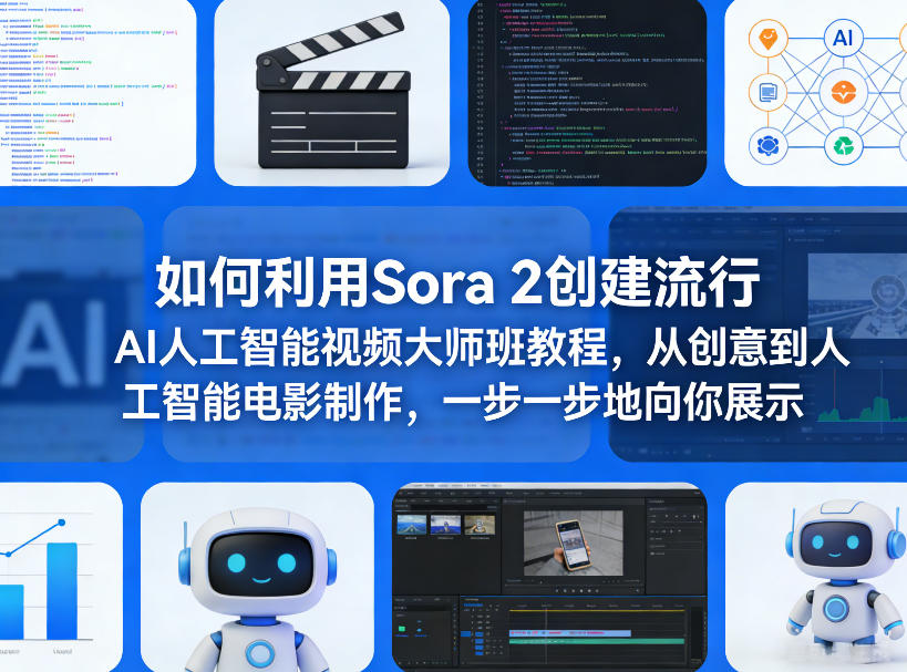 如何利用Sora 2创建流行AI人工智能视频大师班教程，从创意到人工智能电影制作，一步一步地向你展示-淘秘副业