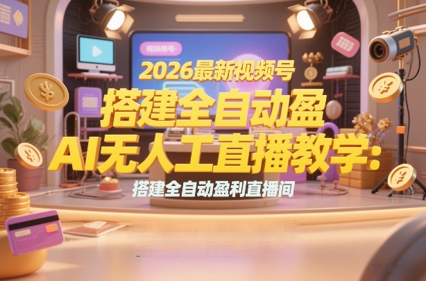 2026最新视频号AI无人直播教学：搭建全自动盈利直播间，低成本开启副业变现-淘秘副业