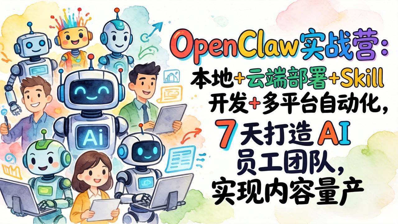 （17673期）OpenClaw实战营-更新：本地+云端部署+Skill开发+多平台自动化，7天打造AI员工团队+实现内容量产-淘秘副业