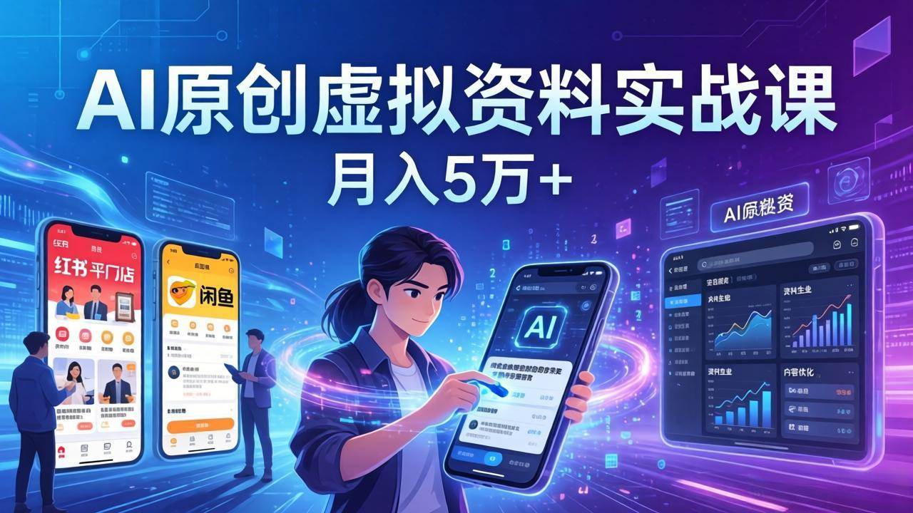 （17657期）AI原创虚拟资料实战课：2026新机会，小红书闲鱼开店，普通人用AI轻松变现，月入5万+-淘秘副业