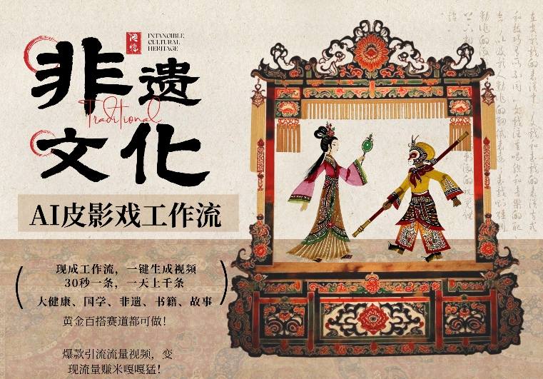 AI一键生成民俗文化非遗皮影戏视频，一刀不剪无需剪辑，30S一条，一天上百条，流量财富嘎嘎猛-淘秘副业