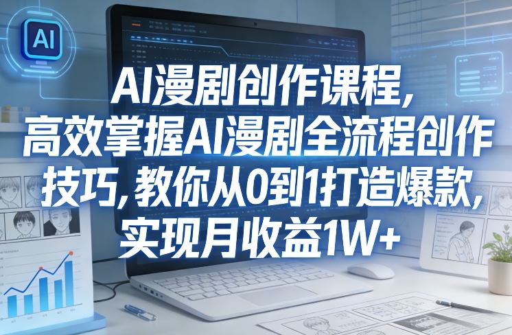 某社群AI漫剧创作课程，高效掌握AI漫剧全流程创作技巧，教你从0到1打造爆款，实现月收益1W+-淘秘副业