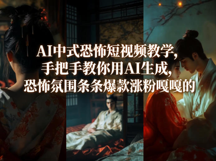 AI中式恐怖短视频教学，手把手教你用AI生成，恐怖氛围条条爆款涨粉嘎嘎的-淘秘副业