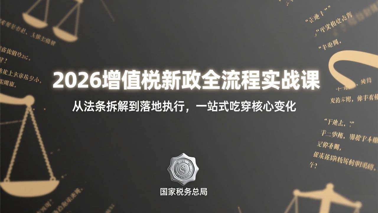 （17529期）2026增值税新政全流程实战课：从法条拆解到落地执行，一站式吃透核心变化-淘秘副业