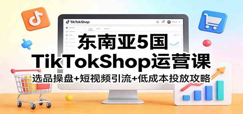 东南亚5国TikTokShop运营课：选品操盘+短视频引流+低成本投放攻略-淘秘副业