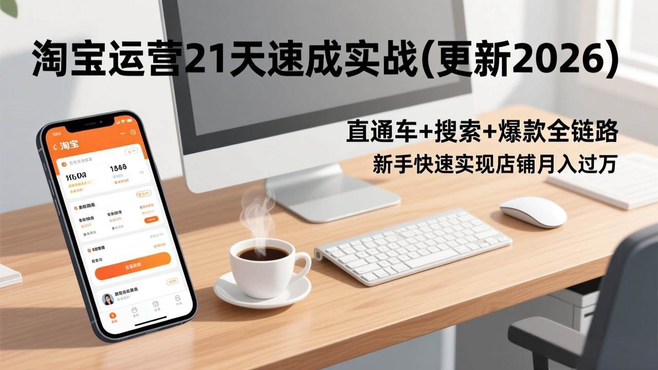 （17806期）淘宝运营21天速成实战(更新3月)，直通车+搜索+爆款全链路，新手快速实现店铺月入过万-淘秘副业