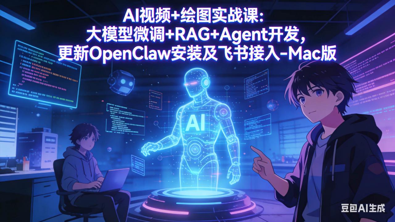 （17594期）AI视频+绘图实战课：大模型微调+RAG+Agent开发，更新OpenClaw安装及飞书接入-Mac版-淘秘副业
