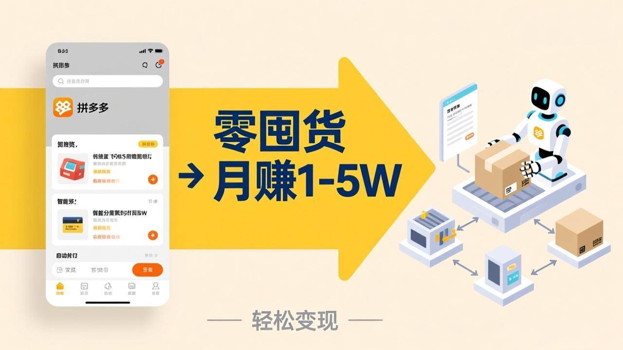 （17490期）不用囤货不用跑单！拼多多虚拟玩法，机器人管理发货和客服，帮你月赚 1-5W-淘秘副业