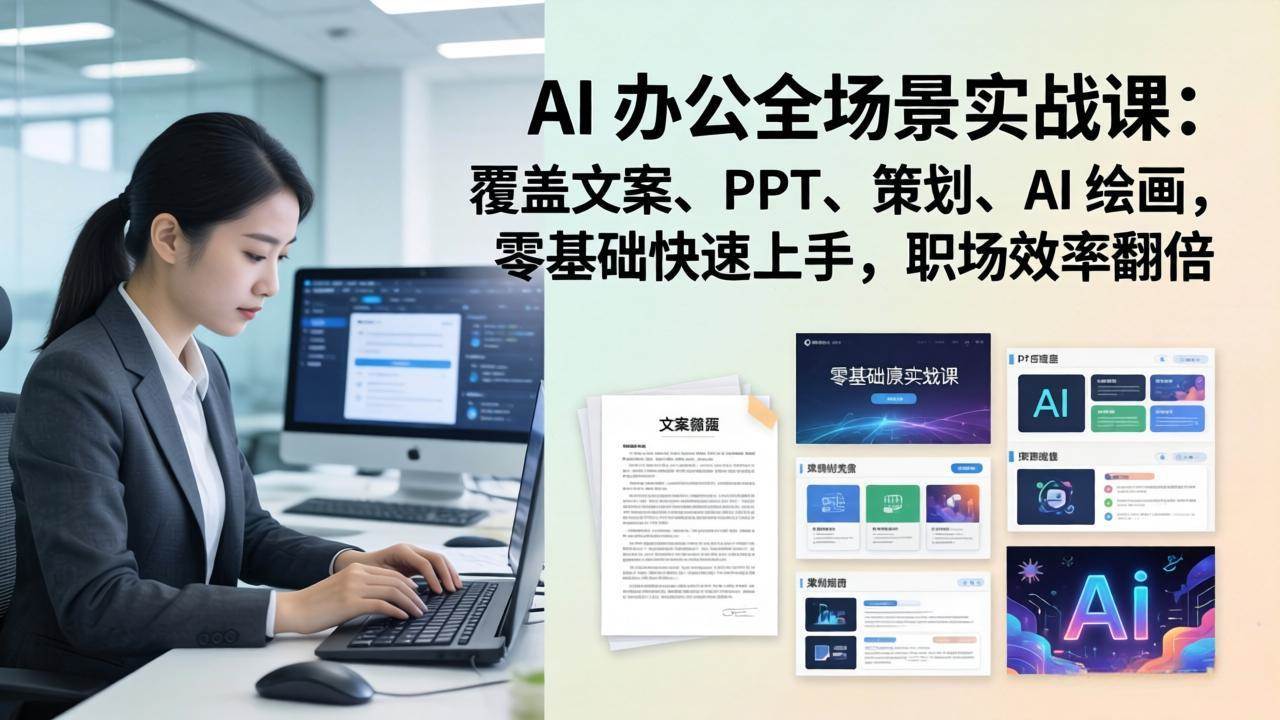 （17732期） AI 办公全场景实战课：覆盖文案、PPT、策划、AI 绘画，零基础快速上手，职场效率翻倍-淘秘副业