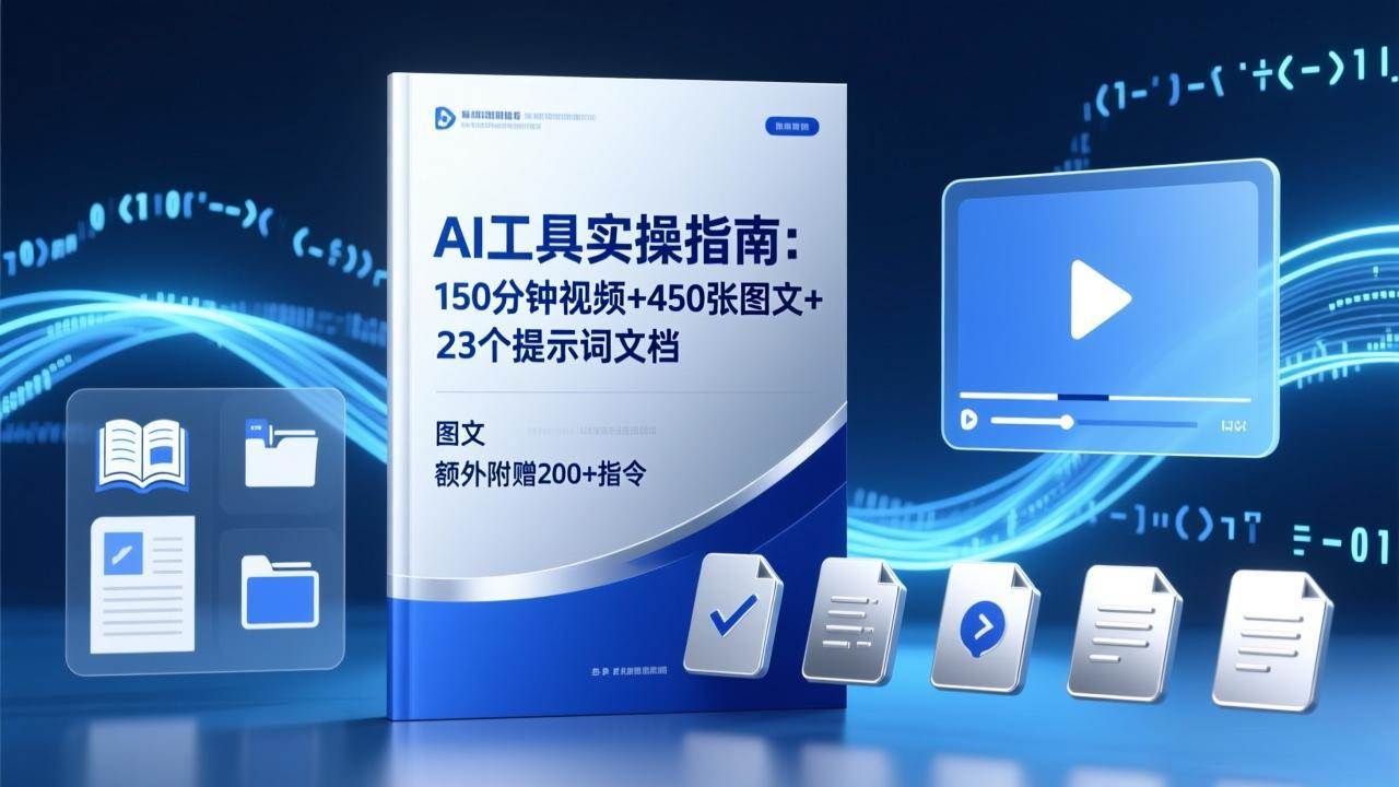 （17504期）AI工具实操指南：150分钟视频+450张图文+23个提示词文档，额外附赠200+指令-淘秘副业
