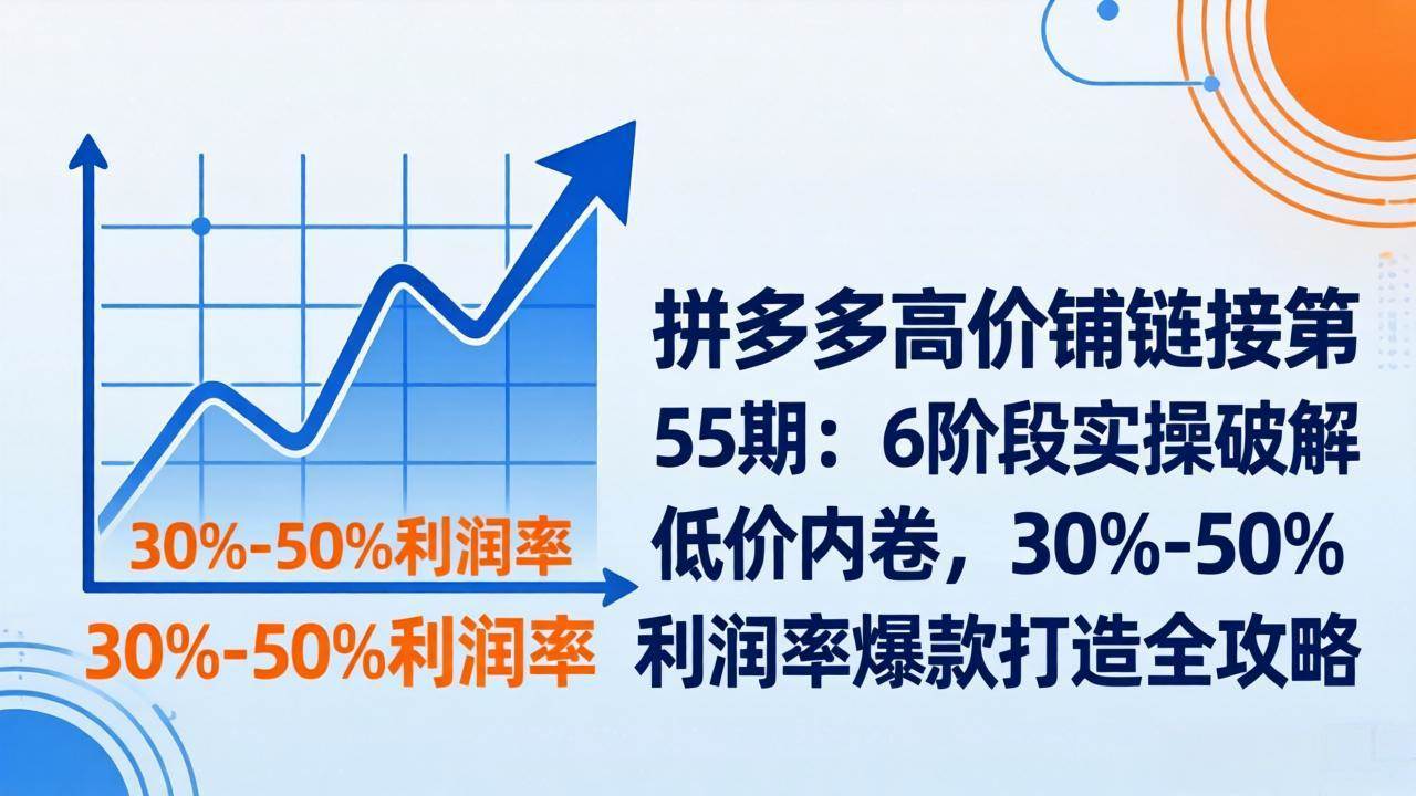（17698期）拼多多高价铺链接第55期：6阶段实操破解低价内卷，30%-50%利润率爆款打造全攻略-淘秘副业
