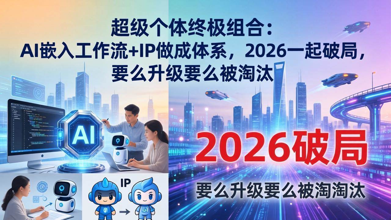 （17808期）超级个体终极组合-更新：AI嵌入工作流+IP做成体系，2026一起破局，要么升级要么被淘汰-淘秘副业