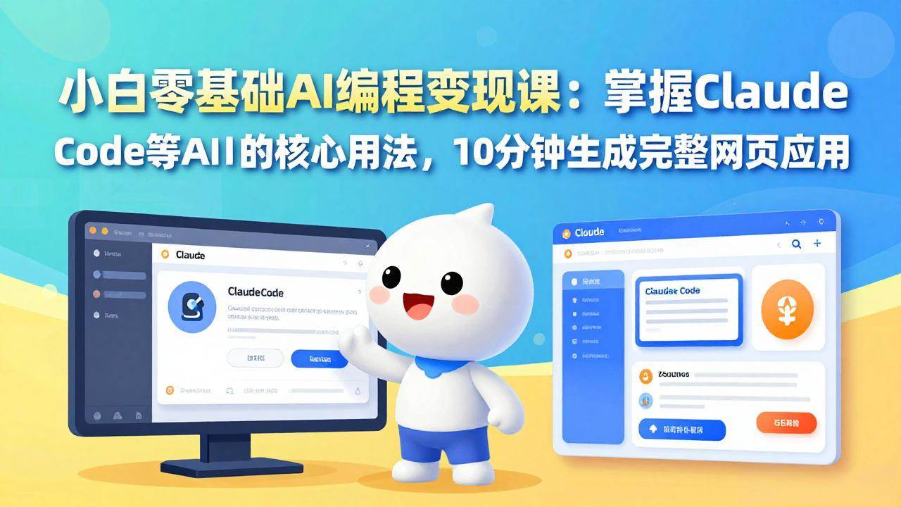（17562期）小白零基础AI编程变现课：掌握Claude Code等AI工具的核心用法，10分钟生成完整网页应用-淘秘副业