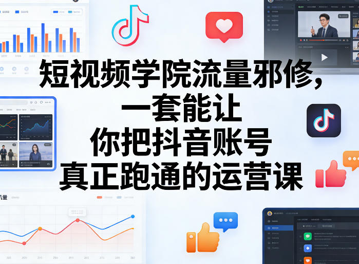 短视频学院流量邪修，一套能让你把抖音账号真正跑通的运营课-淘秘副业