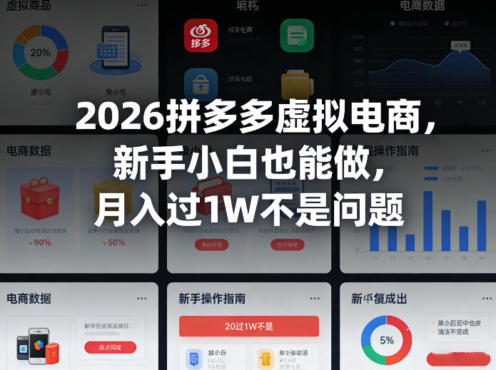 2026拼多多虚拟电商，新手小白也能做，月入过1W不是问题-淘秘副业