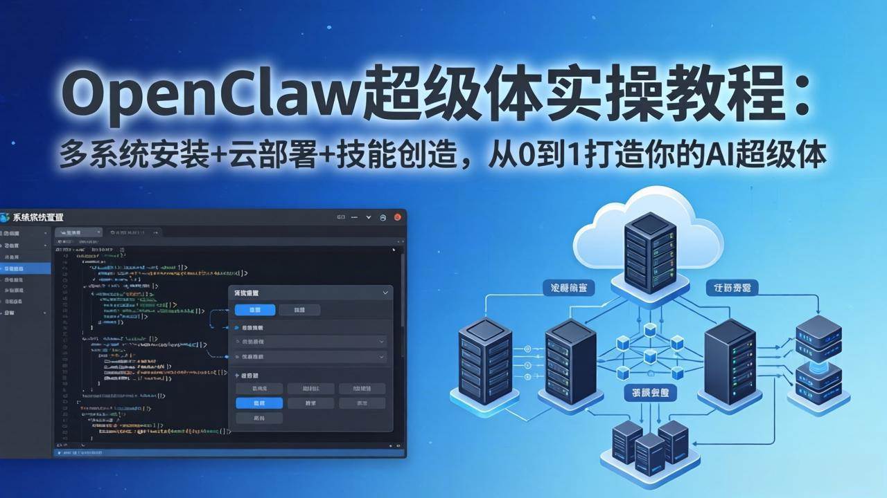 （17603期）OpenClaw-小龙虾 超级体实操教程：多系统安装+云部署+技能创造，从0到1打造你的AI超级体-淘秘副业