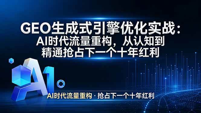（17708期）GEO 生成式引擎优化实战：AI时代流量重构，从认知到精通抢占下一个十年红利-淘秘副业