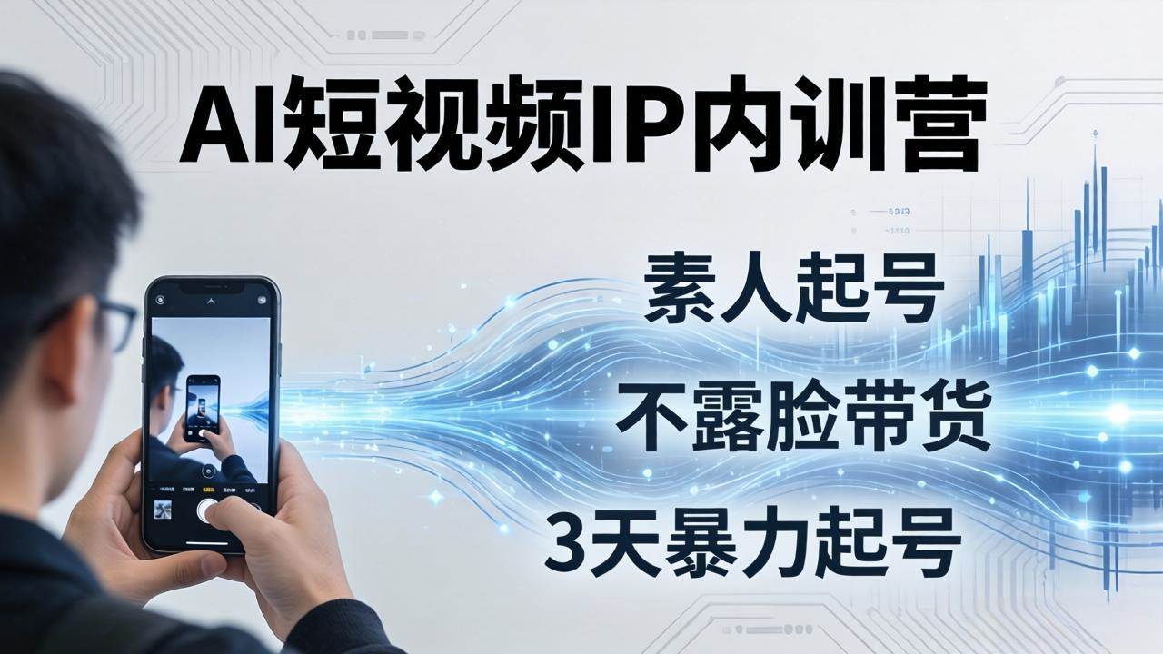 （17852期）2026AI短视频IP内训营：从素人起号到不露脸带货，3天暴力起号全流程拆解-淘秘副业