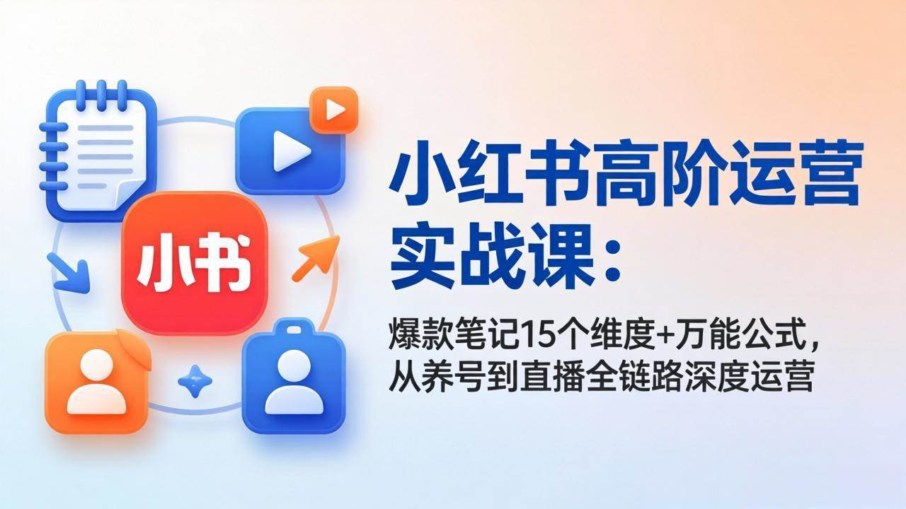 （17844期）小红书高阶运营实战课：爆款笔记15个维度+万能公式，从养号到直播全链路深度运营-淘秘副业