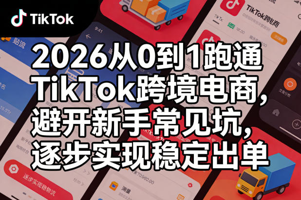 2026从0到1跑通TikTok跨境电商，避开新手常见坑，逐步实现稳定出单-淘秘副业